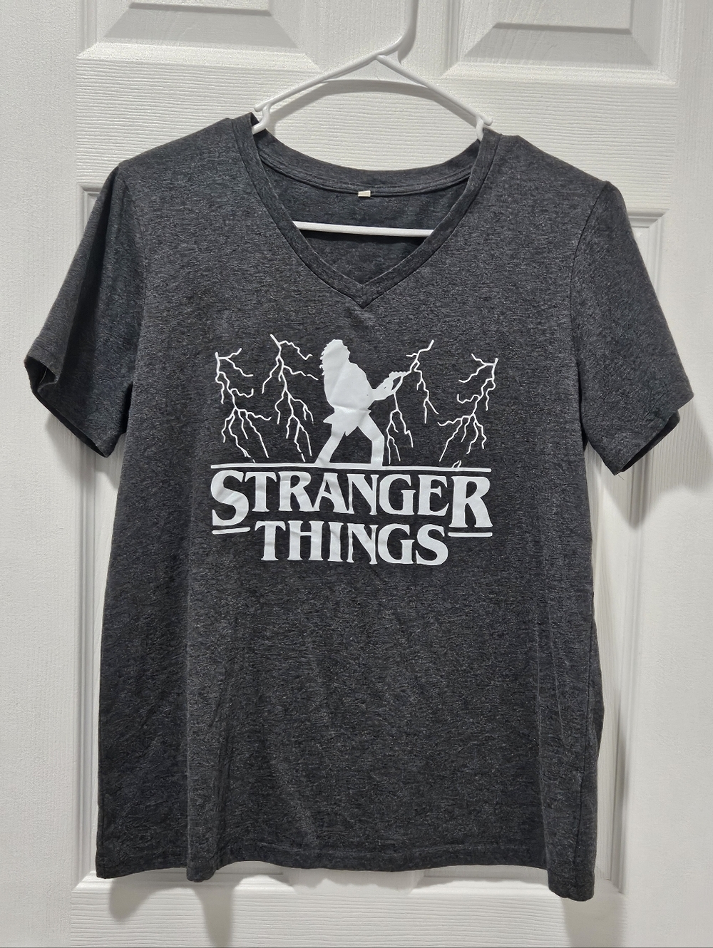Stranger Things Graphic V-Neck Tee - Charcoal Heather
